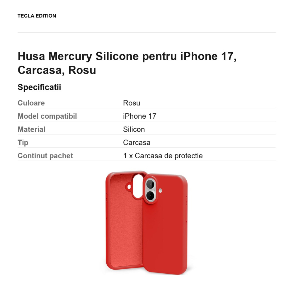 Husa Mercury Silicone pentru iPhone 17, Carcasa, Rosu [3]