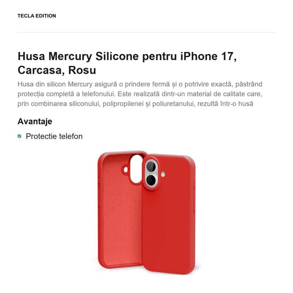 Husa Mercury Silicone pentru iPhone 17, Carcasa, Rosu [2]