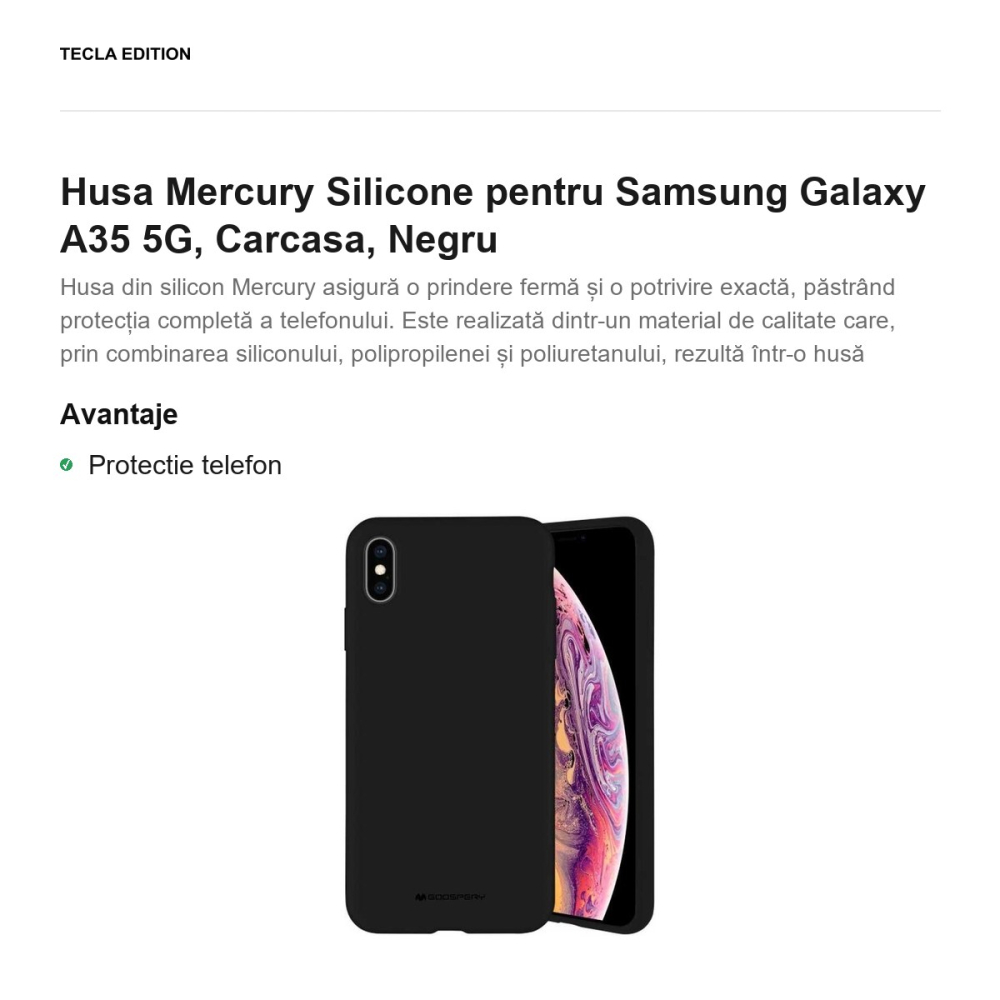 Husa Mercury Silicone pentru Samsung Galaxy A35 5G, Carcasa, Negru [2]