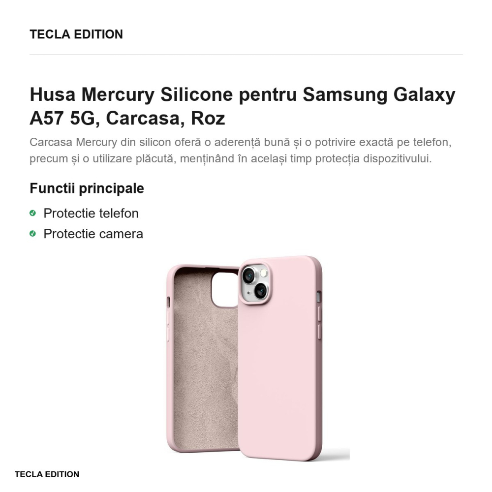 Husa Mercury Silicone pentru Samsung Galaxy A57 5G, Carcasa, Roz [2]