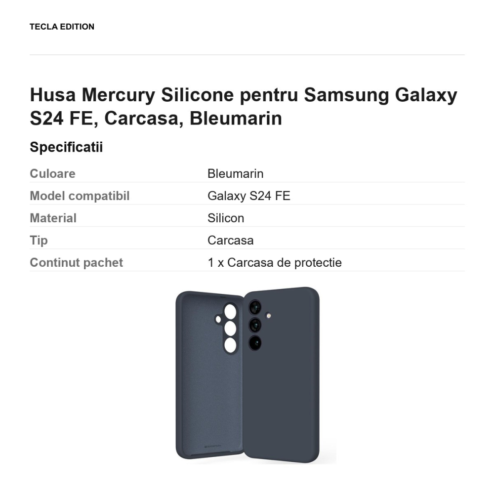 Husa Mercury Silicone pentru Samsung Galaxy S24 FE, Carcasa, Bleumarin [3]