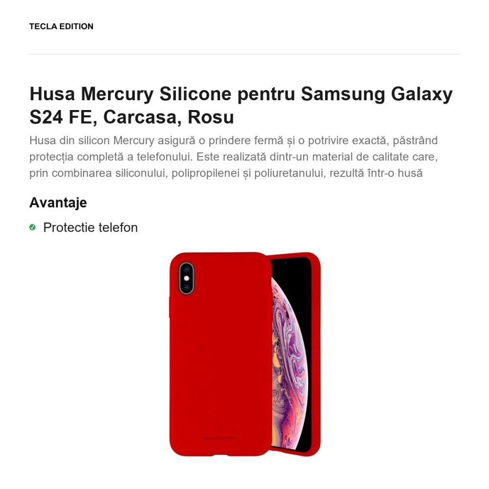 Husa Mercury Silicone pentru Samsung Galaxy S24 FE, Carcasa, Rosu [2]