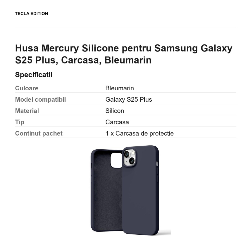 Husa Mercury Silicone pentru Samsung Galaxy S25 Plus, Carcasa, Bleumarin [3]