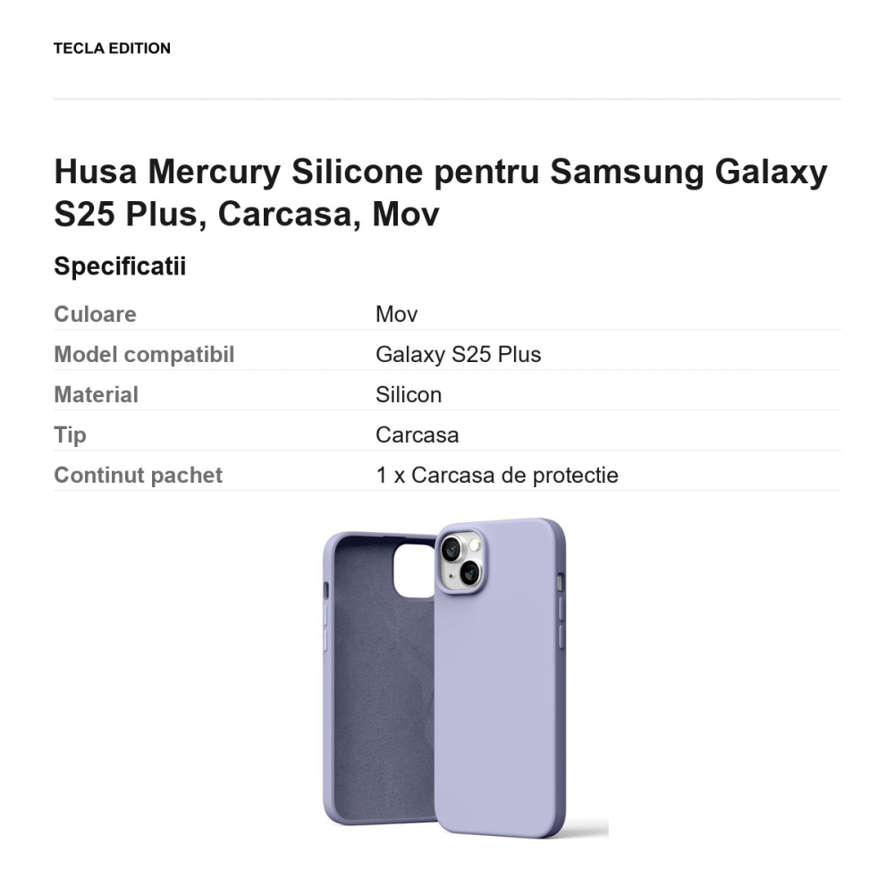 Husa Mercury Silicone pentru Samsung Galaxy S25 Plus, Carcasa, Mov [3]