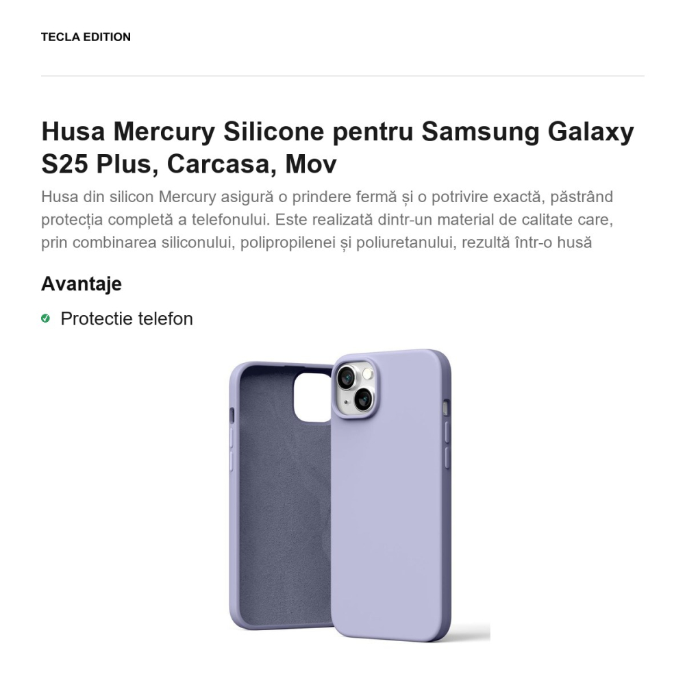 Husa Mercury Silicone pentru Samsung Galaxy S25 Plus, Carcasa, Mov [2]