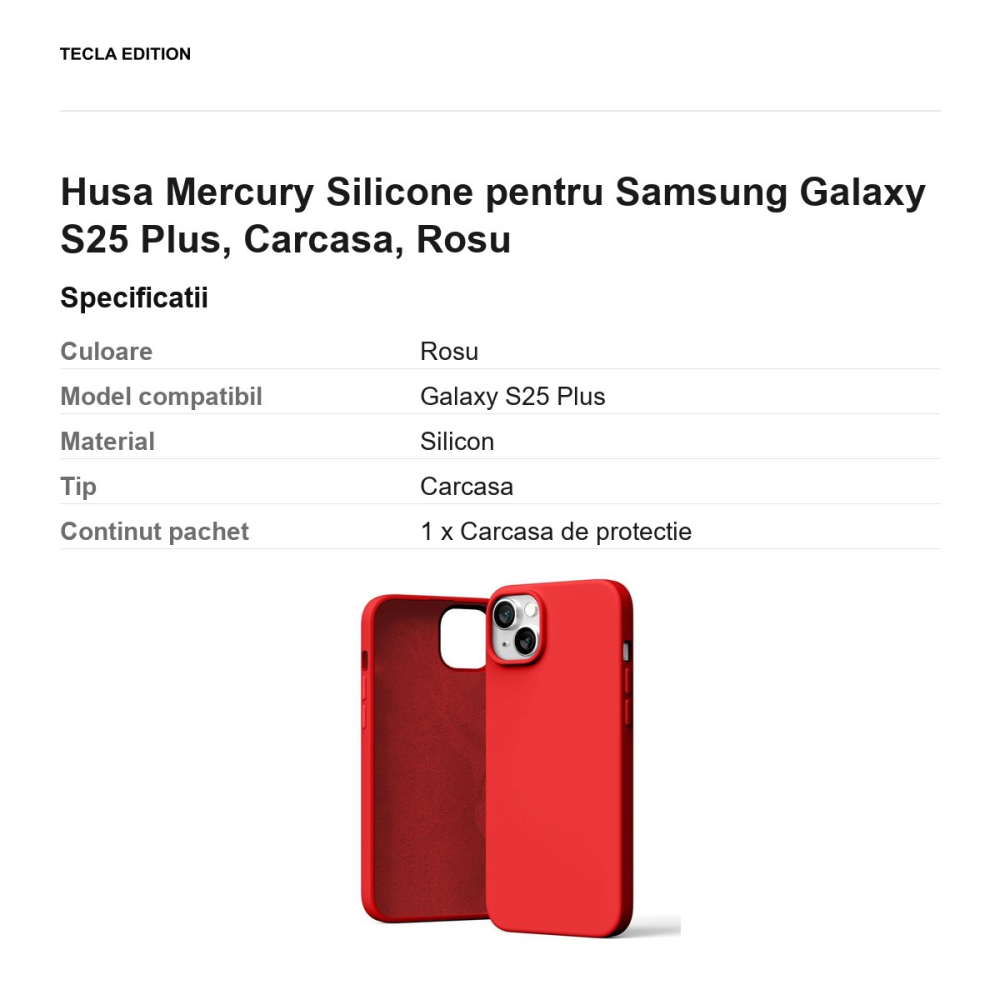 Husa Mercury Silicone pentru Samsung Galaxy S25 Plus, Carcasa, Rosu [3]