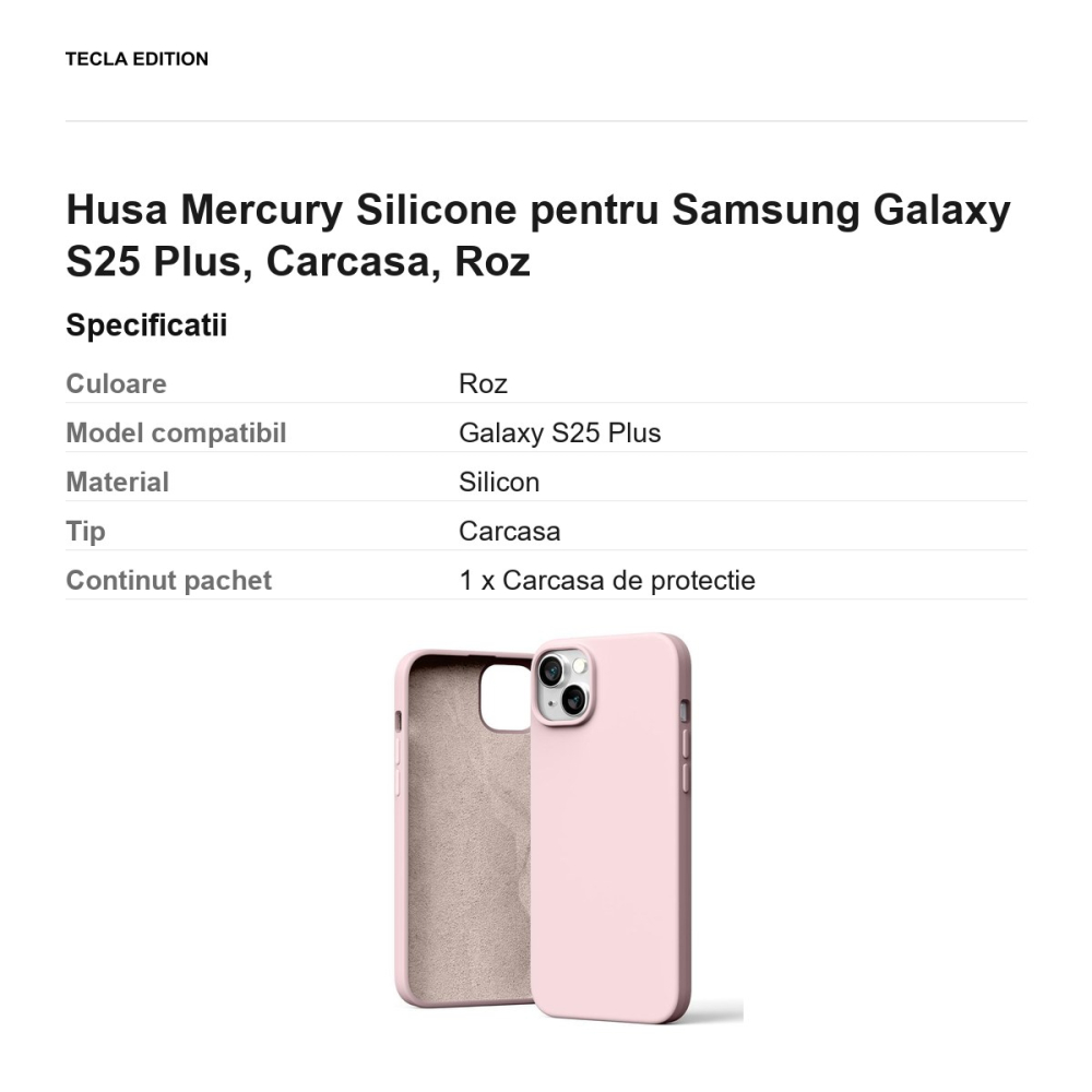 Husa Mercury Silicone pentru Samsung Galaxy S25 Plus, Carcasa, Roz [3]