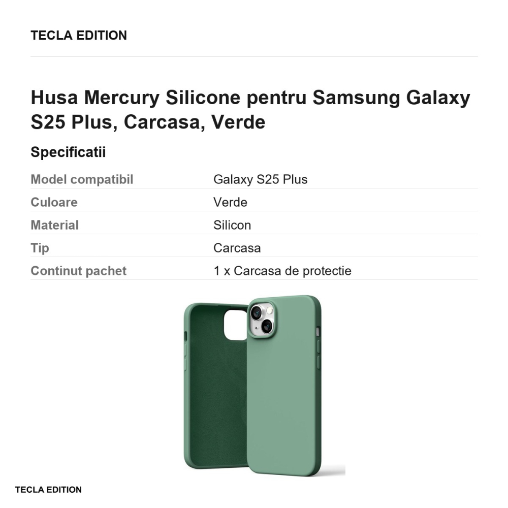 Husa Mercury Silicone pentru Samsung Galaxy S25 Plus, Carcasa, Verde [3]
