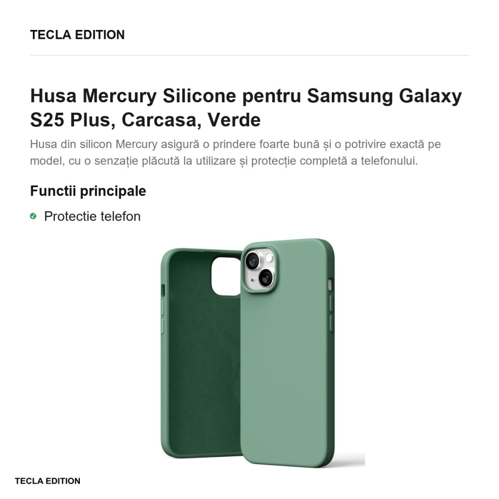 Husa Mercury Silicone pentru Samsung Galaxy S25 Plus, Carcasa, Verde [2]
