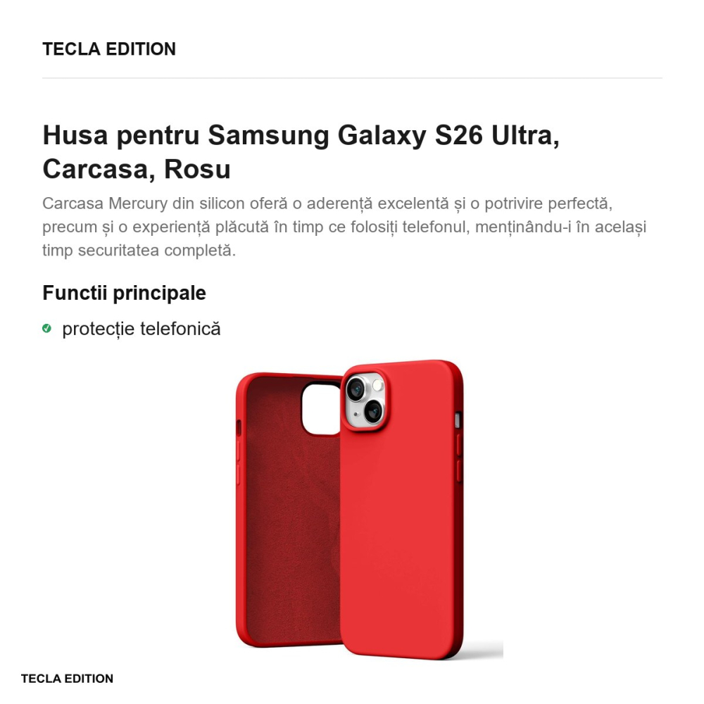Husa Mercury Silicone pentru Samsung Galaxy S26 Ultra, Carcasa, Rosu [2]