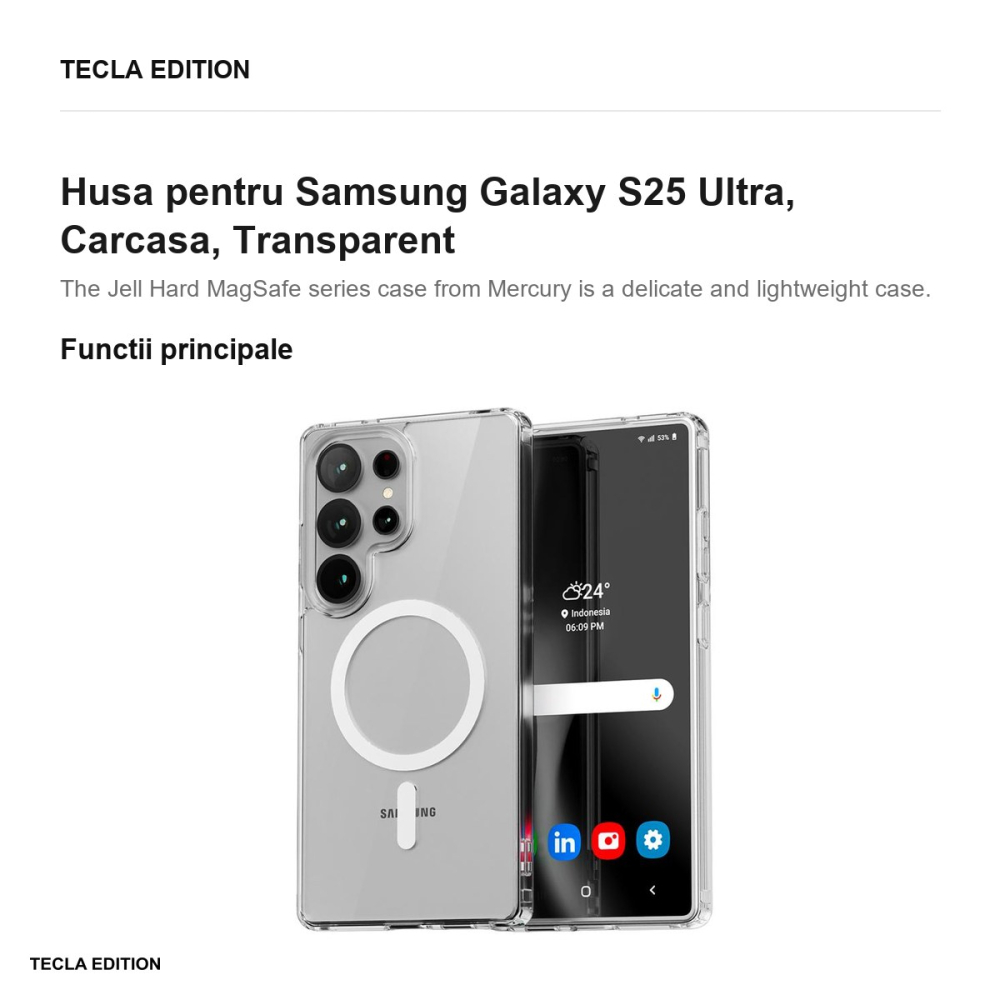Husa Mercuryu Jell Hard pentru Samsung Galaxy S25 Ultra, Carcasa, Transparent [2]