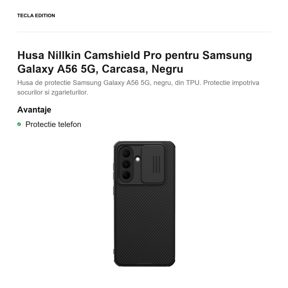 Husa Nillkin Camshield Pro pentru Samsung Galaxy A56 5G, Carcasa, Negru [2]
