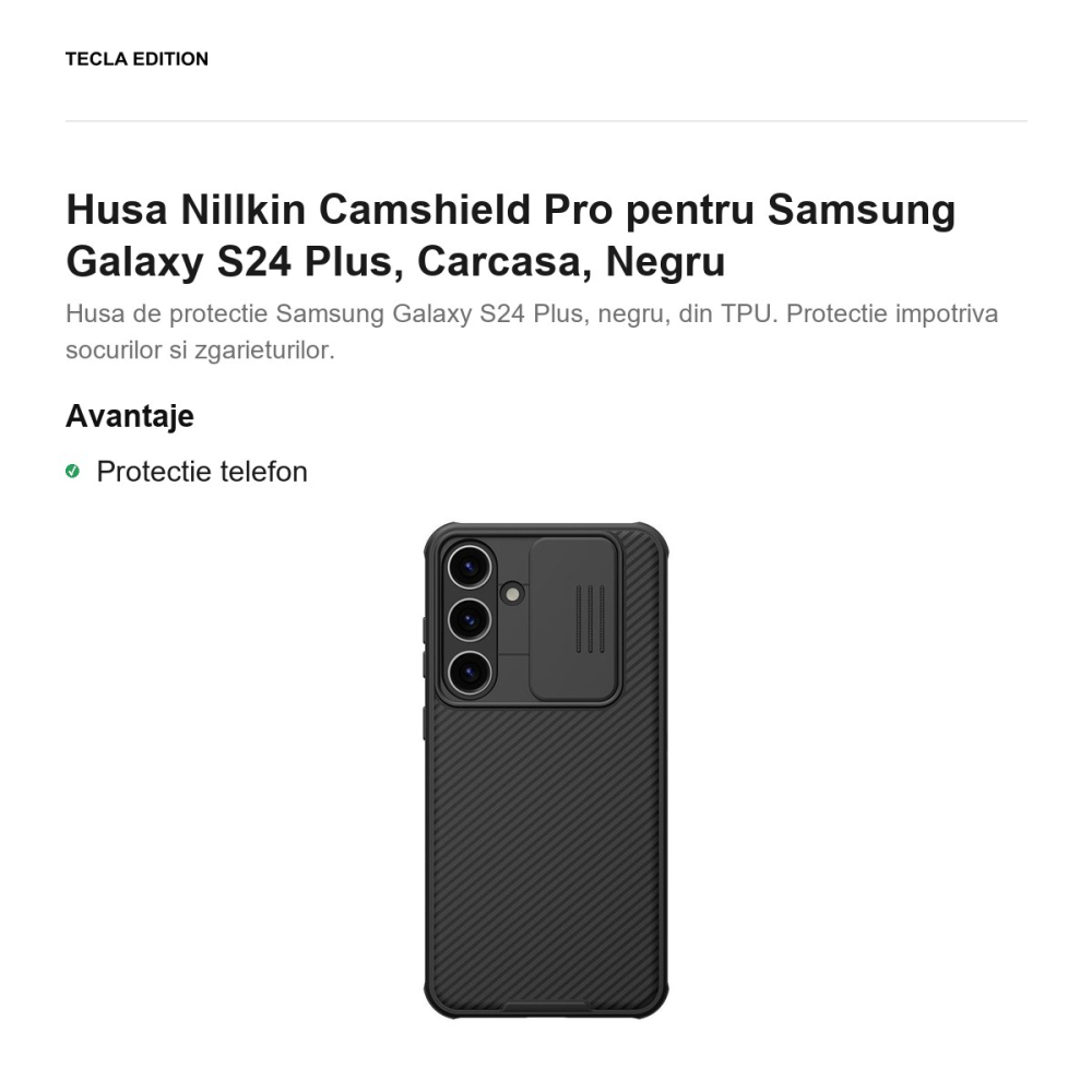 Husa Nillkin Camshield Pro pentru Samsung Galaxy S24 Plus, Carcasa, Negru [2]