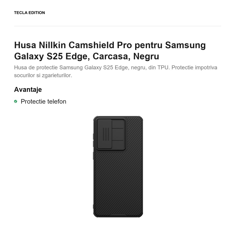 Husa Nillkin Camshield Pro pentru Samsung Galaxy S25 Edge, Carcasa, Negru [2]