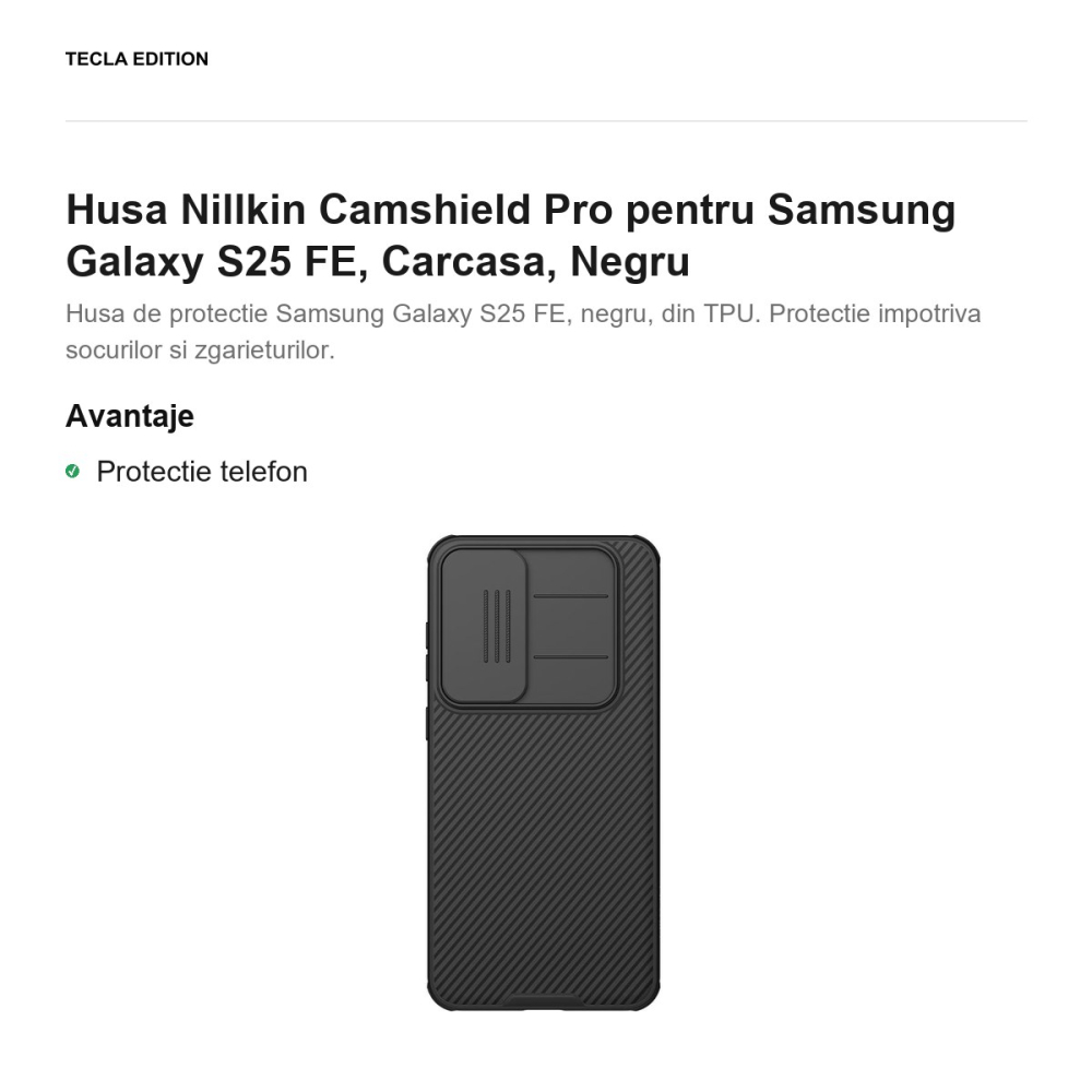 Husa Nillkin Camshield Pro pentru Samsung Galaxy S25 FE, Carcasa, Negru [2]