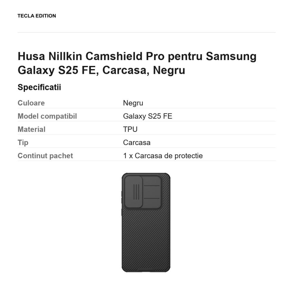 Husa Nillkin Camshield Pro pentru Samsung Galaxy S25 FE, Carcasa, Negru [3]