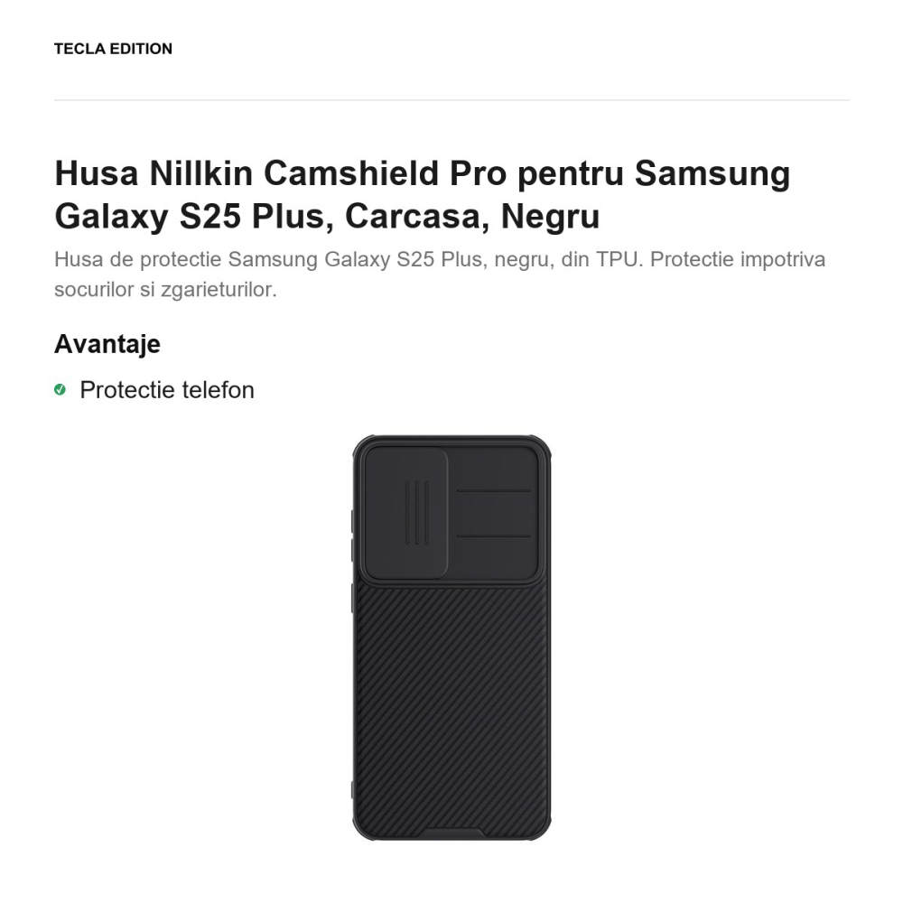 Husa Nillkin Camshield Pro pentru Samsung Galaxy S25 Plus, Carcasa, Negru [2]