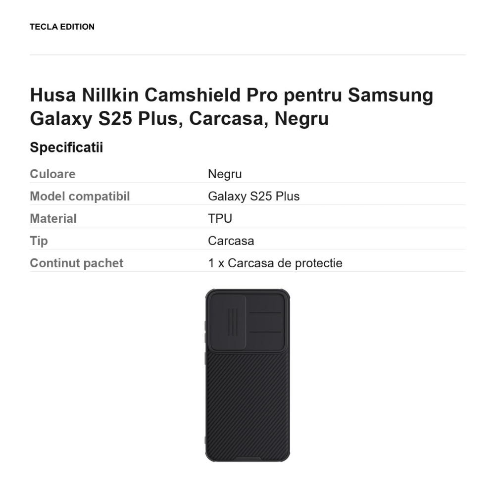 Husa Nillkin Camshield Pro pentru Samsung Galaxy S25 Plus, Carcasa, Negru [3]