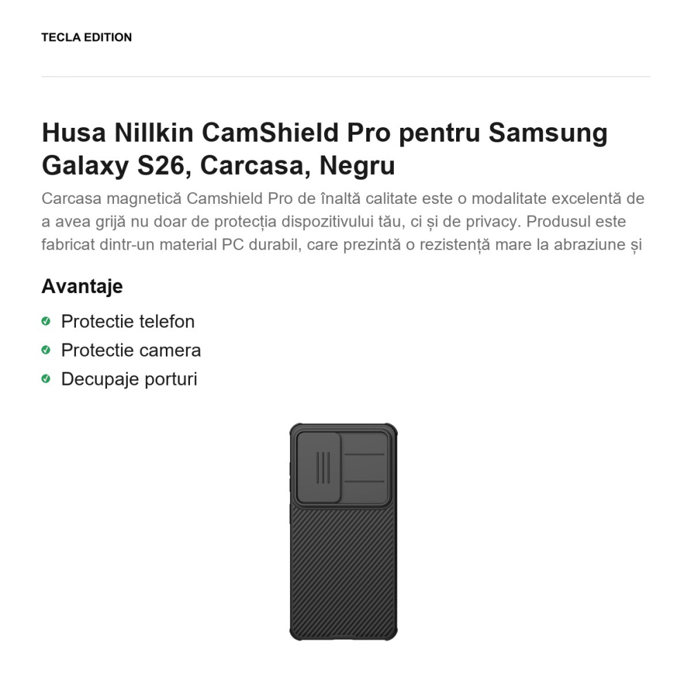 Husa Nillkin CamShield Pro pentru Samsung Galaxy S26, Carcasa, Negru [2]