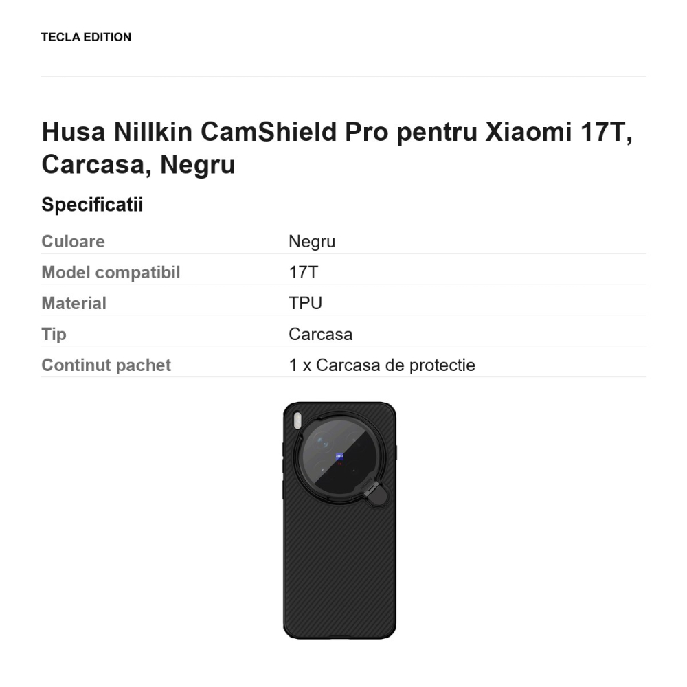 Husa Nillkin CamShield Pro pentru Xiaomi 17T, Carcasa, Negru [3]