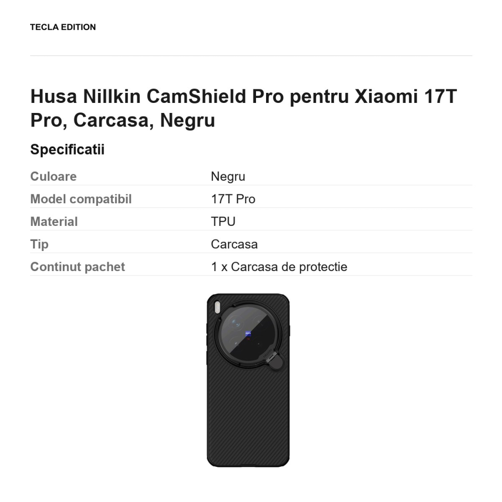 Husa Nillkin CamShield Pro pentru Xiaomi 17T Pro, Carcasa, Negru [3]