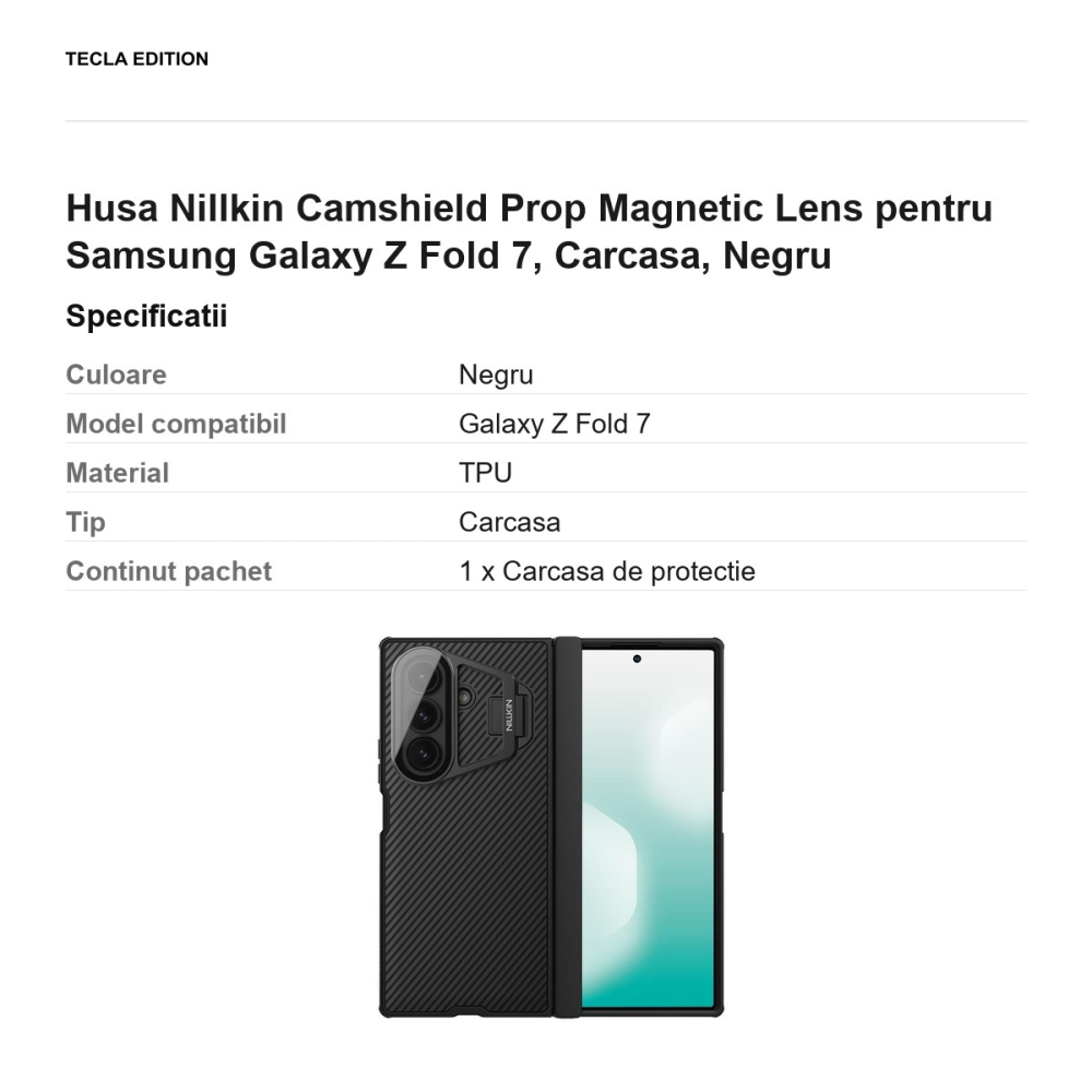 Husa Nillkin Camshield Prop Magnetic Lens pentru Samsung Galaxy Z Fold 7, Carcasa, Negru [3]