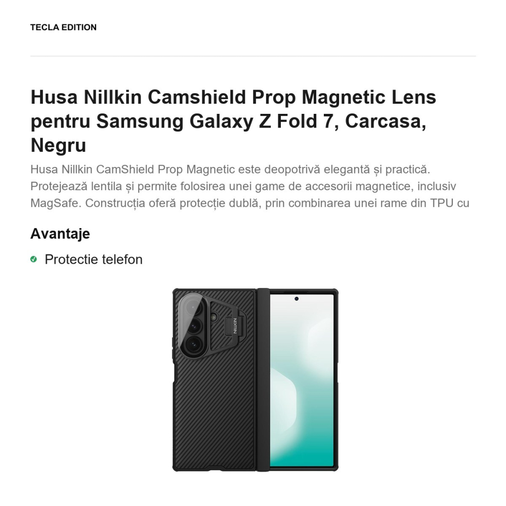 Husa Nillkin Camshield Prop Magnetic Lens pentru Samsung Galaxy Z Fold 7, Carcasa, Negru [2]
