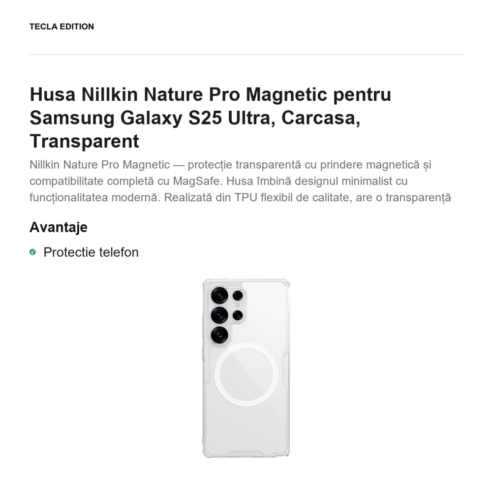 Husa Nillkin Nature Pro Magnetic pentru Samsung Galaxy S25 Ultra, Carcasa, Transparent [2]