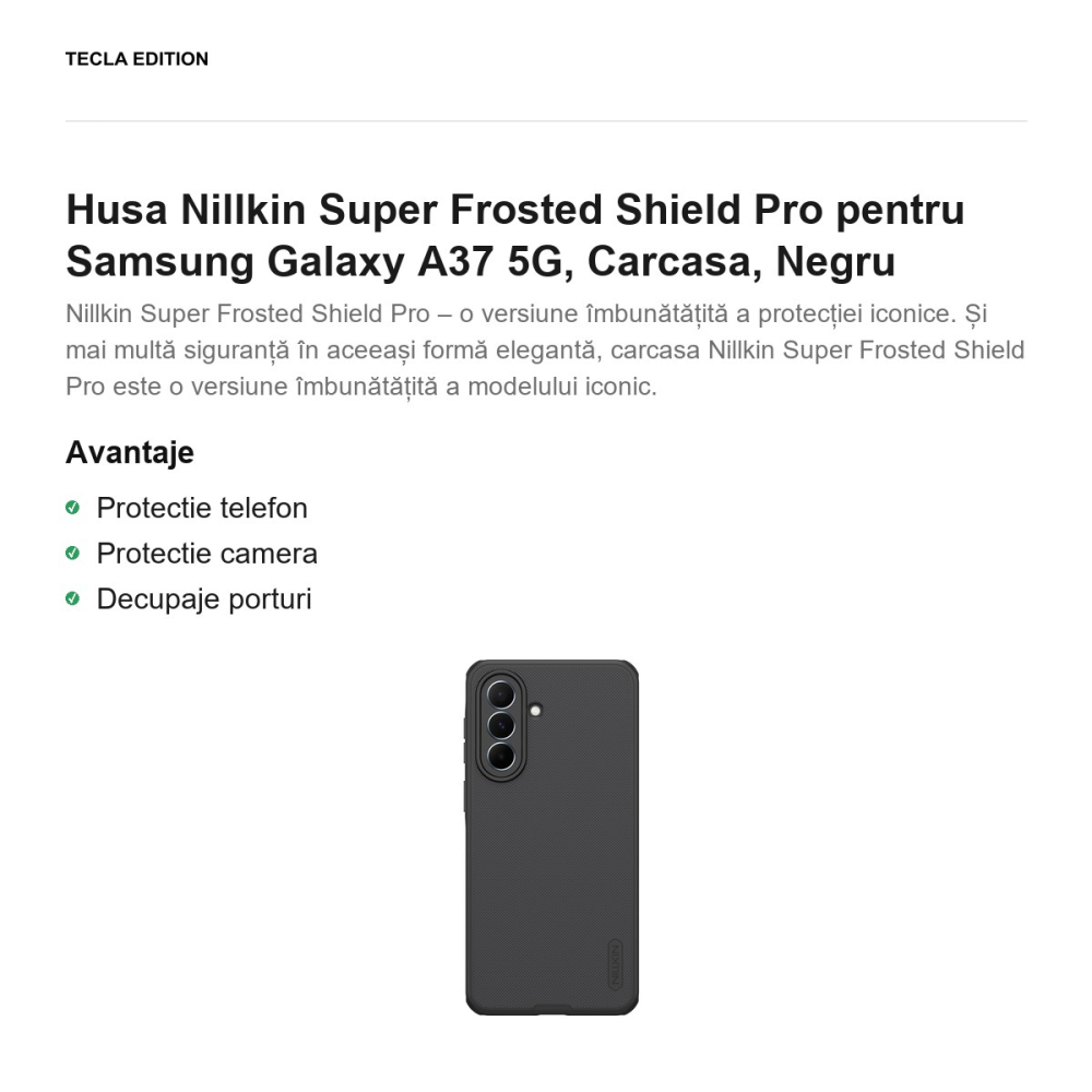 Husa Nillkin Super Frosted Shield Pro pentru Samsung Galaxy A37 5G, Carcasa, Negru [2]