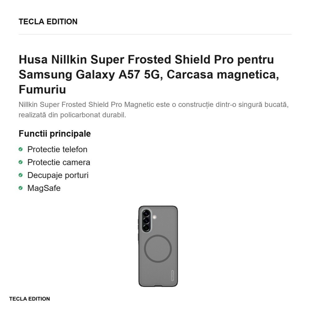 Husa Nillkin Super Frosted Shield Pro pentru Samsung Galaxy A57 5G, Carcasa magnetica, Fumuriu [2]