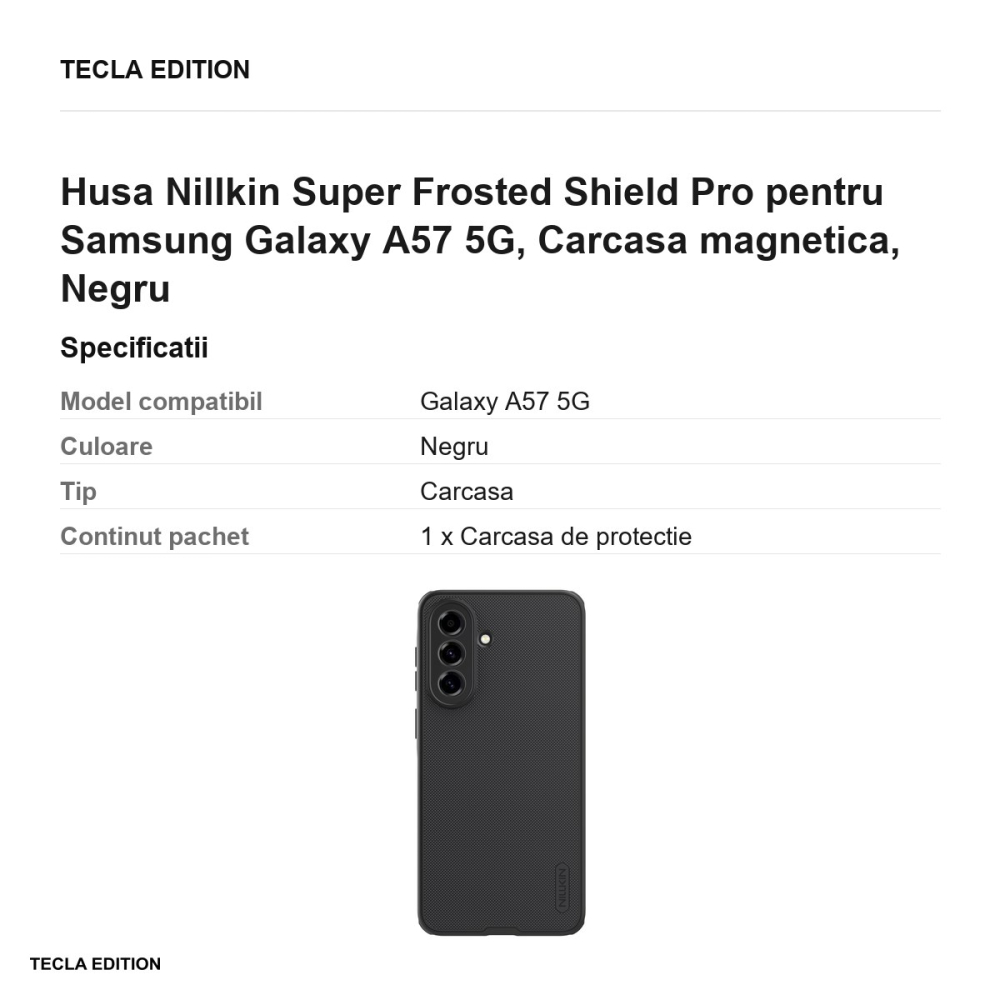 Husa Nillkin Super Frosted Shield Pro pentru Samsung Galaxy A57 5G, Carcasa magnetica, Negru [3]