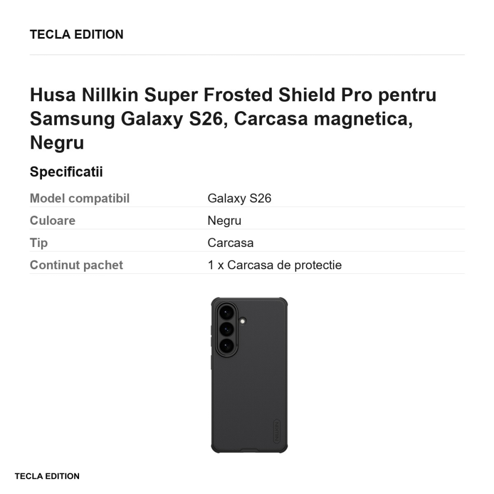 Husa Nillkin Super Frosted Shield Pro pentru Samsung Galaxy S26, Carcasa magnetica, Negru [3]