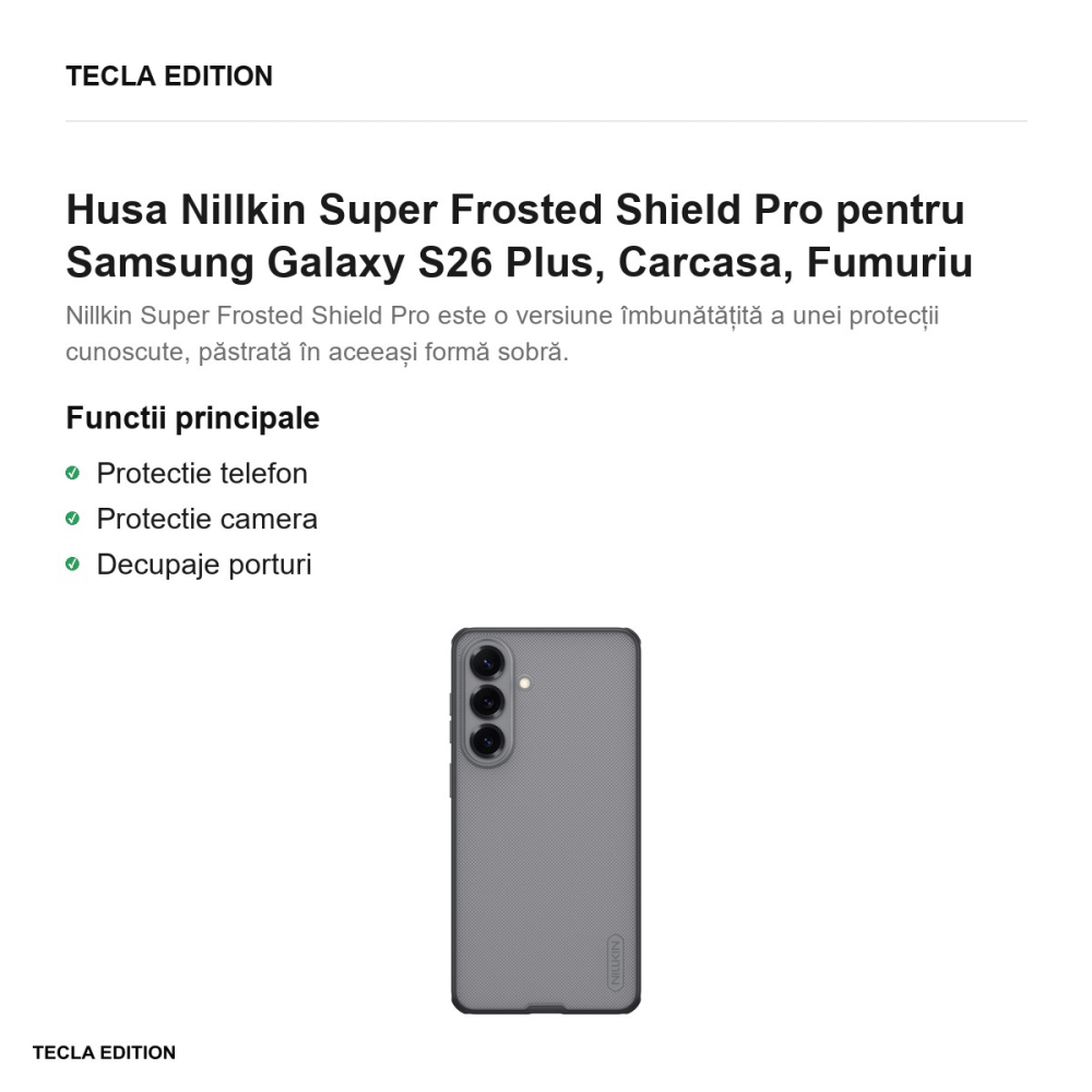Husa Nillkin Super Frosted Shield Pro pentru Samsung Galaxy S26 Plus, Carcasa, Fumuriu [2]