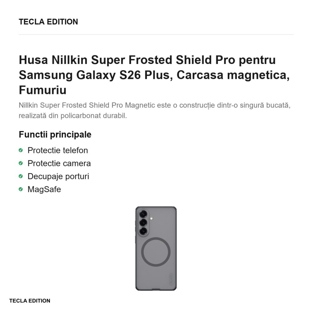 Husa Nillkin Super Frosted Shield Pro pentru Samsung Galaxy S26 Plus, Carcasa magnetica, Fumuriu [2]