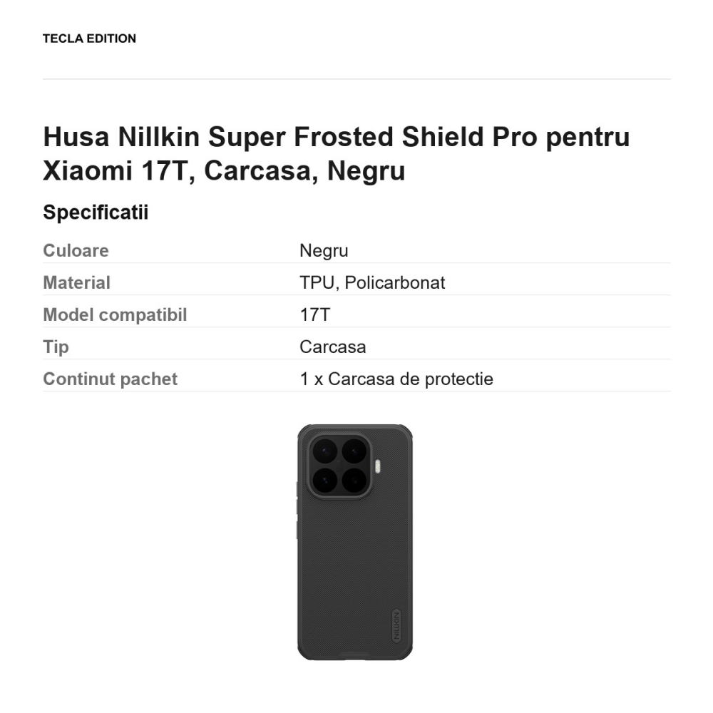 Husa Nillkin Super Frosted Shield Pro pentru Xiaomi 17T, Carcasa, Negru [3]