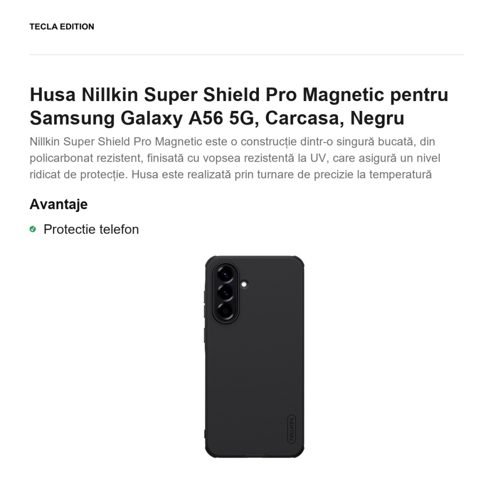 Husa Nillkin Super Shield Pro Magnetic pentru Samsung Galaxy A56 5G, Carcasa, Negru [2]
