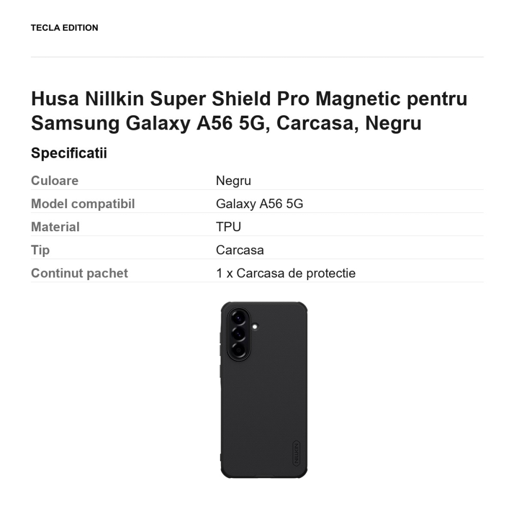 Husa Nillkin Super Shield Pro Magnetic pentru Samsung Galaxy A56 5G, Carcasa, Negru [3]