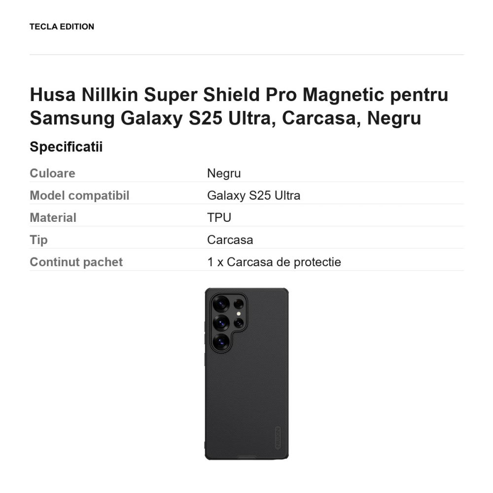 Husa Nillkin Super Shield Pro Magnetic pentru Samsung Galaxy S25 Ultra, Carcasa, Negru [3]
