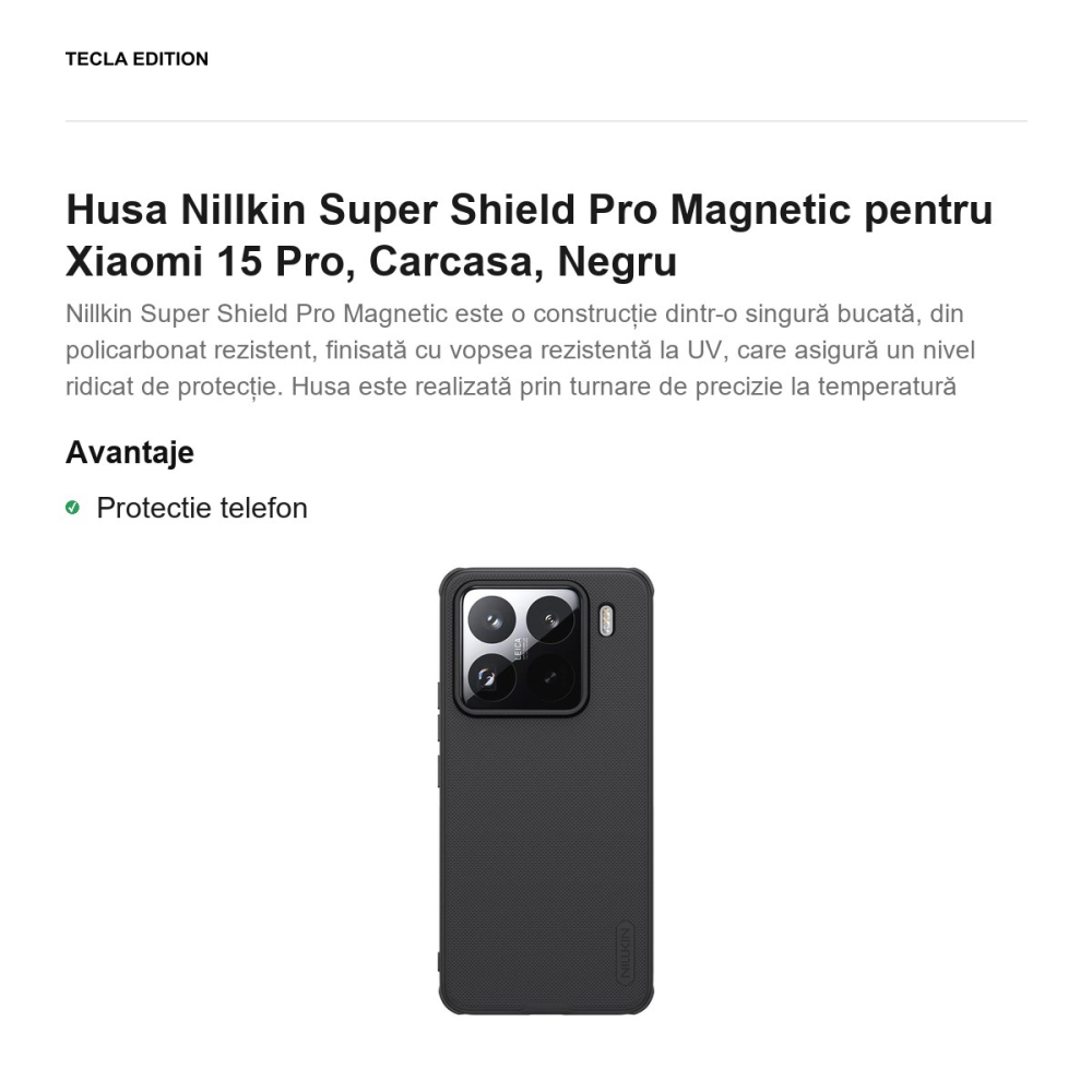 Husa Nillkin Super Shield Pro Magnetic pentru Xiaomi 15 Pro, Carcasa, Negru [2]