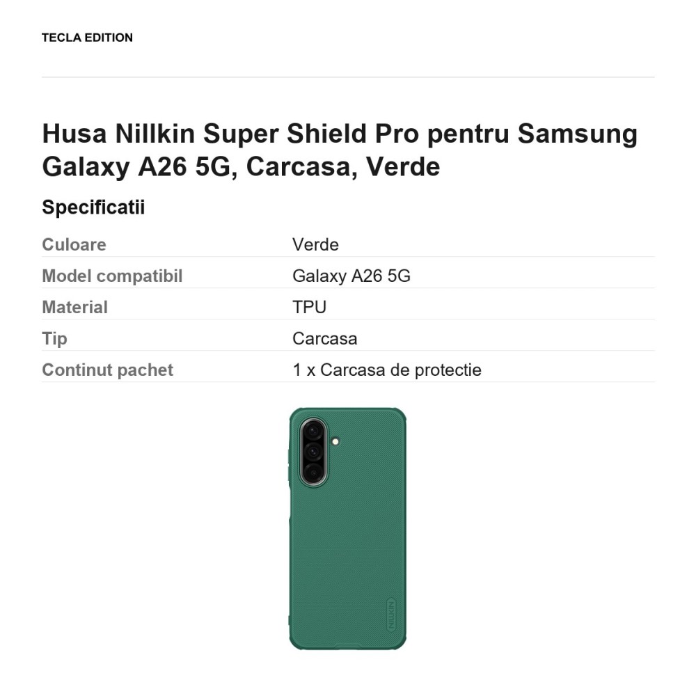 Husa Nillkin Super Shield Pro pentru Samsung Galaxy A26 5G, Carcasa, Verde [3]