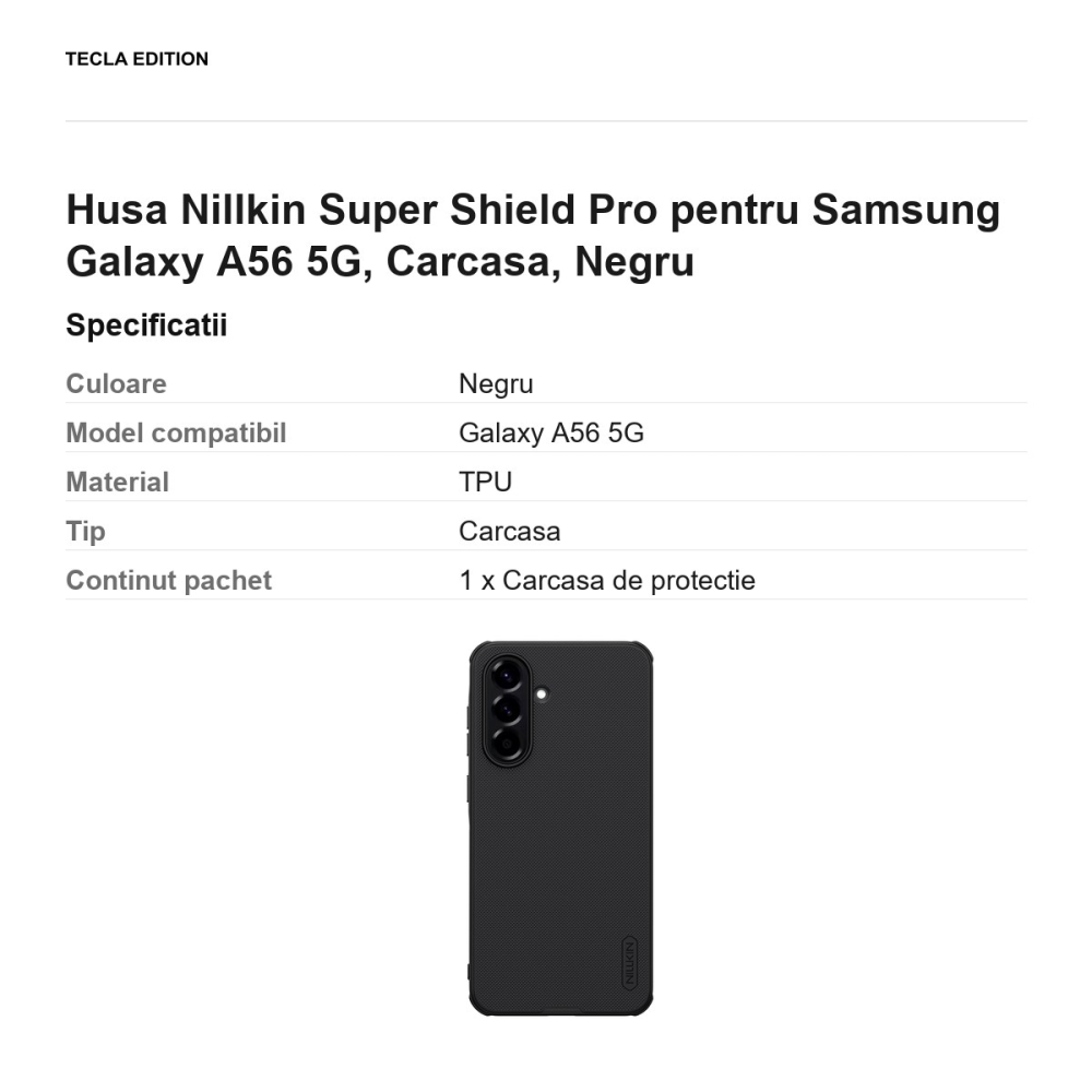 Husa Nillkin Super Shield Pro pentru Samsung Galaxy A56 5G, Carcasa, Negru [3]