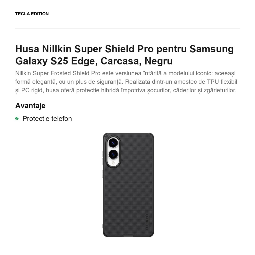Husa Nillkin Super Shield Pro pentru Samsung Galaxy S25 Edge, Carcasa, Negru [2]