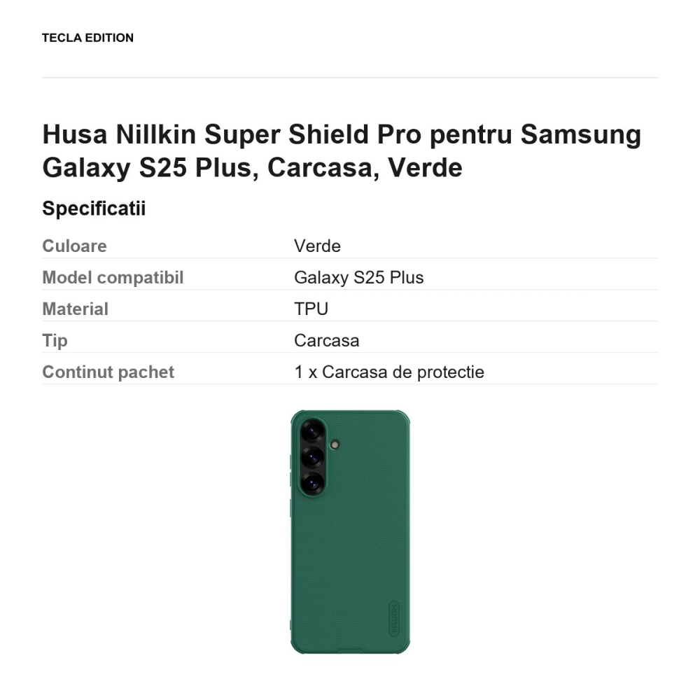 Husa Nillkin Super Shield Pro pentru Samsung Galaxy S25 Plus, Carcasa, Verde [3]