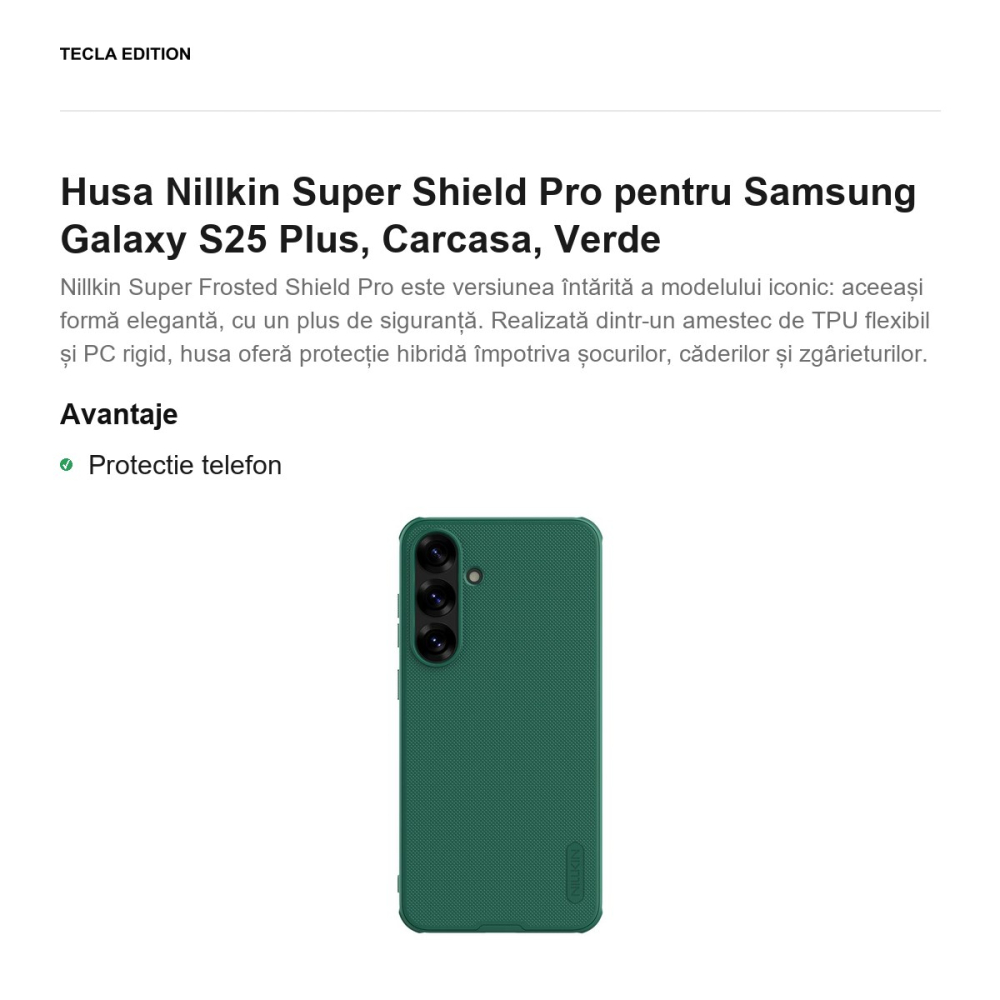Husa Nillkin Super Shield Pro pentru Samsung Galaxy S25 Plus, Carcasa, Verde [2]