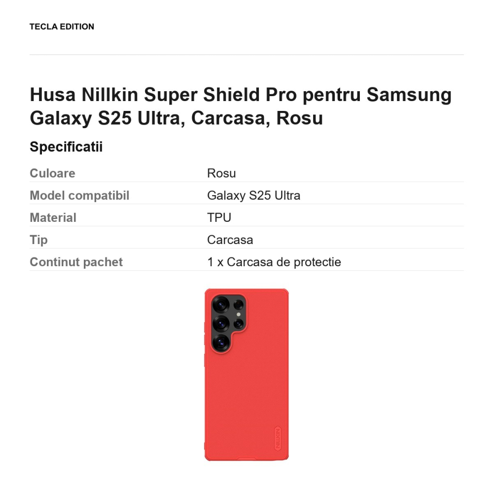 Husa Nillkin Super Shield Pro pentru Samsung Galaxy S25 Ultra, Carcasa, Rosu [3]