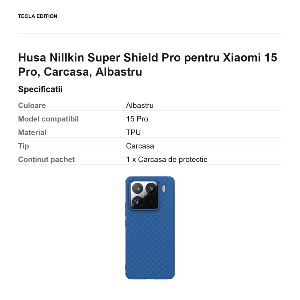 Husa Nillkin Super Shield Pro pentru Xiaomi 15 Pro, Carcasa, Albastru [3]