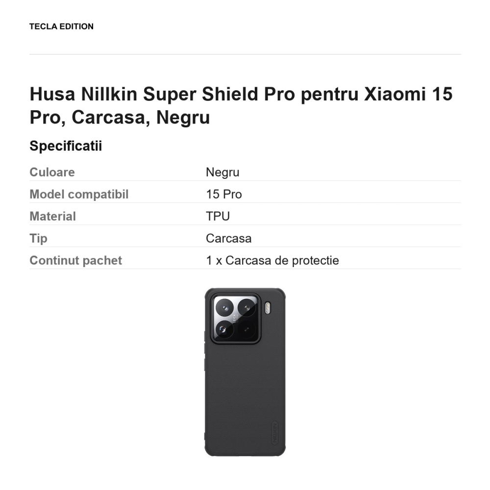 Husa Nillkin Super Shield Pro pentru Xiaomi 15 Pro, Carcasa, Negru [3]