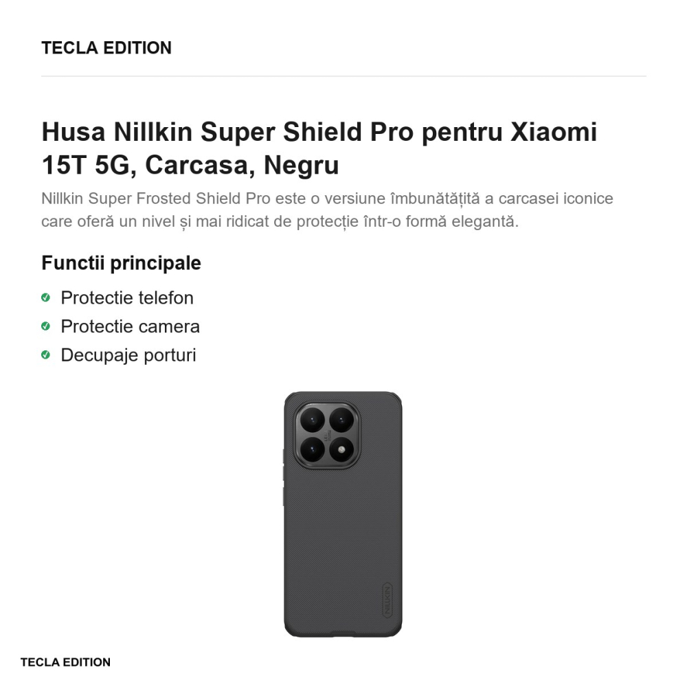 Husa Nillkin Super Shield Pro pentru Xiaomi 15T 5G, Carcasa, Negru [2]