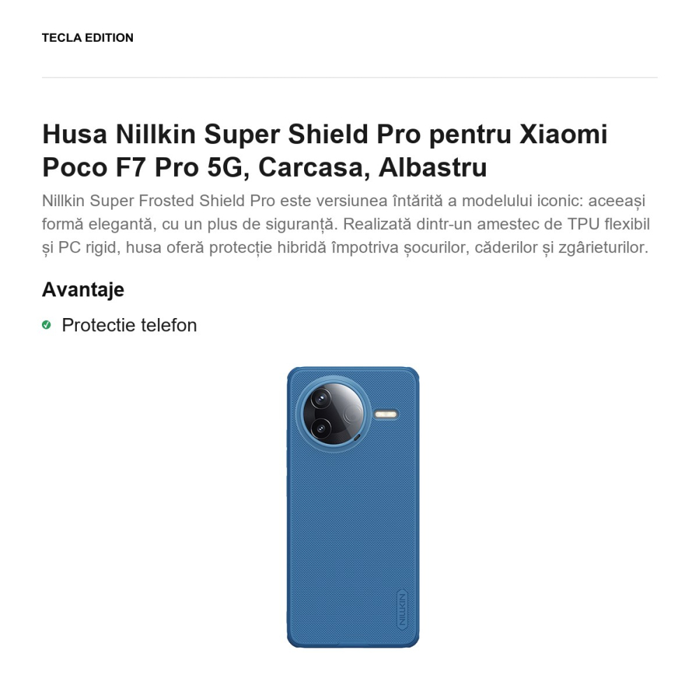 Husa Nillkin Super Shield Pro pentru Xiaomi Poco F7 Pro 5G, Carcasa, Albastru [2]