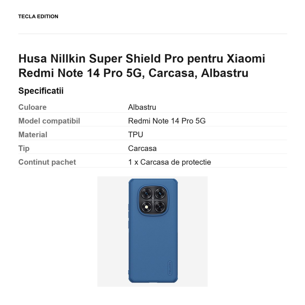 Husa Nillkin Super Shield Pro pentru Xiaomi Redmi Note 14 Pro 5G, Carcasa, Albastru [3]